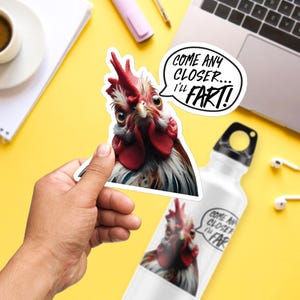 Pegatina de vinilo grande de 4 pulgadas "Me tiraré un pedo de pollo"