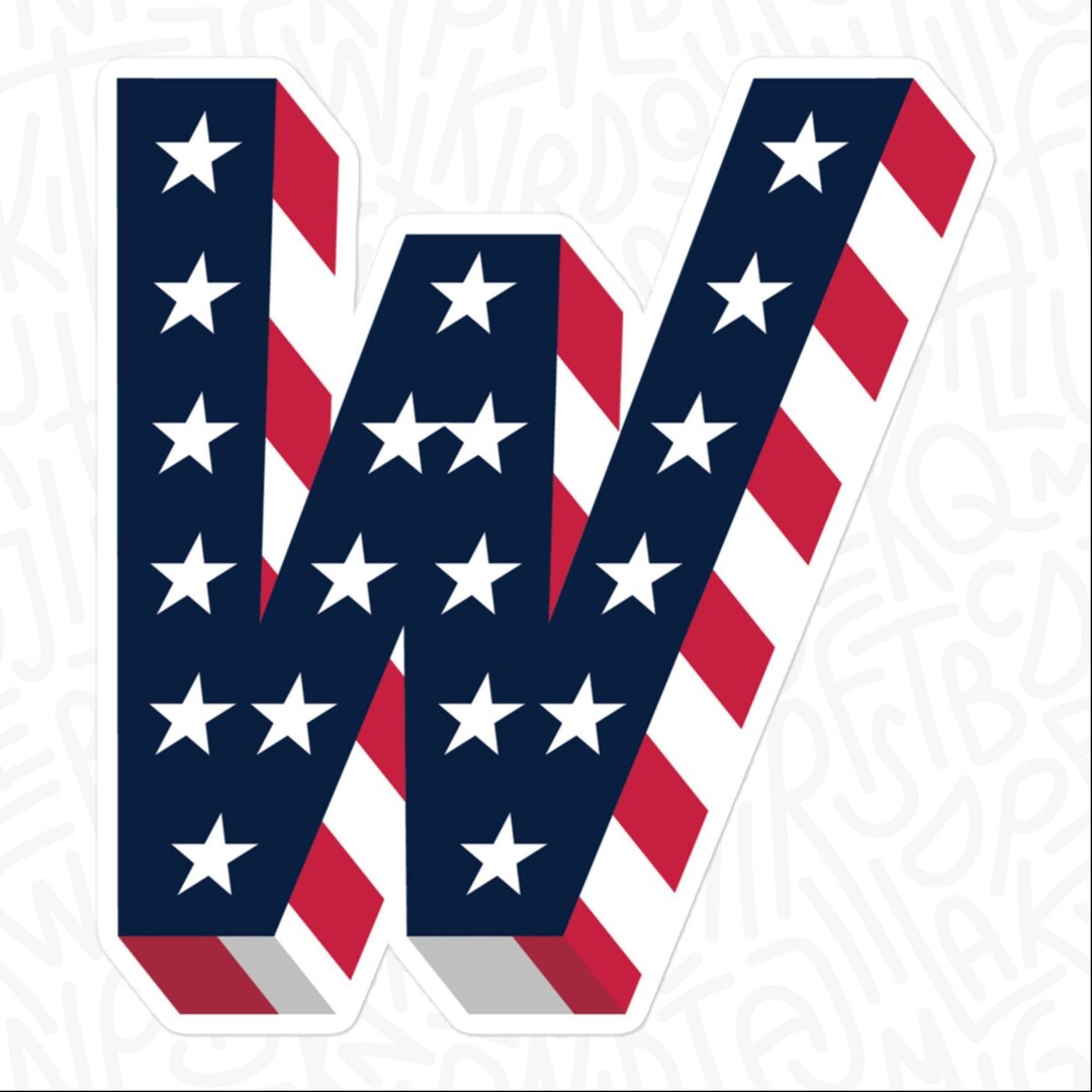 W Letter Sticker Patriotic W, Vinyl Alphabet Sticker, Petite | Large | Super-size - Etsy