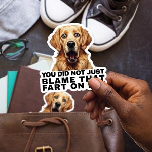 Fart Blame Dog Sticker, Large 4in Vinyl Sticker