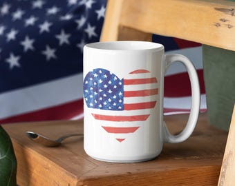 American Flag Heart Mug