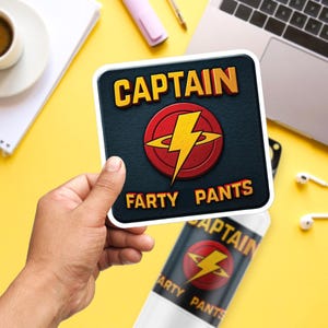 Captain Farty Pants Sticker, Large 4in Vinyl Sticker