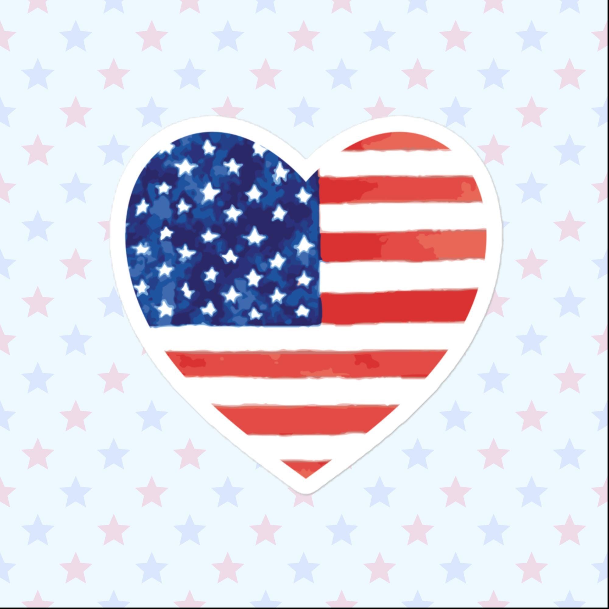 American Heart Watercolor Sticker, Large 4in Vinyl Sticker