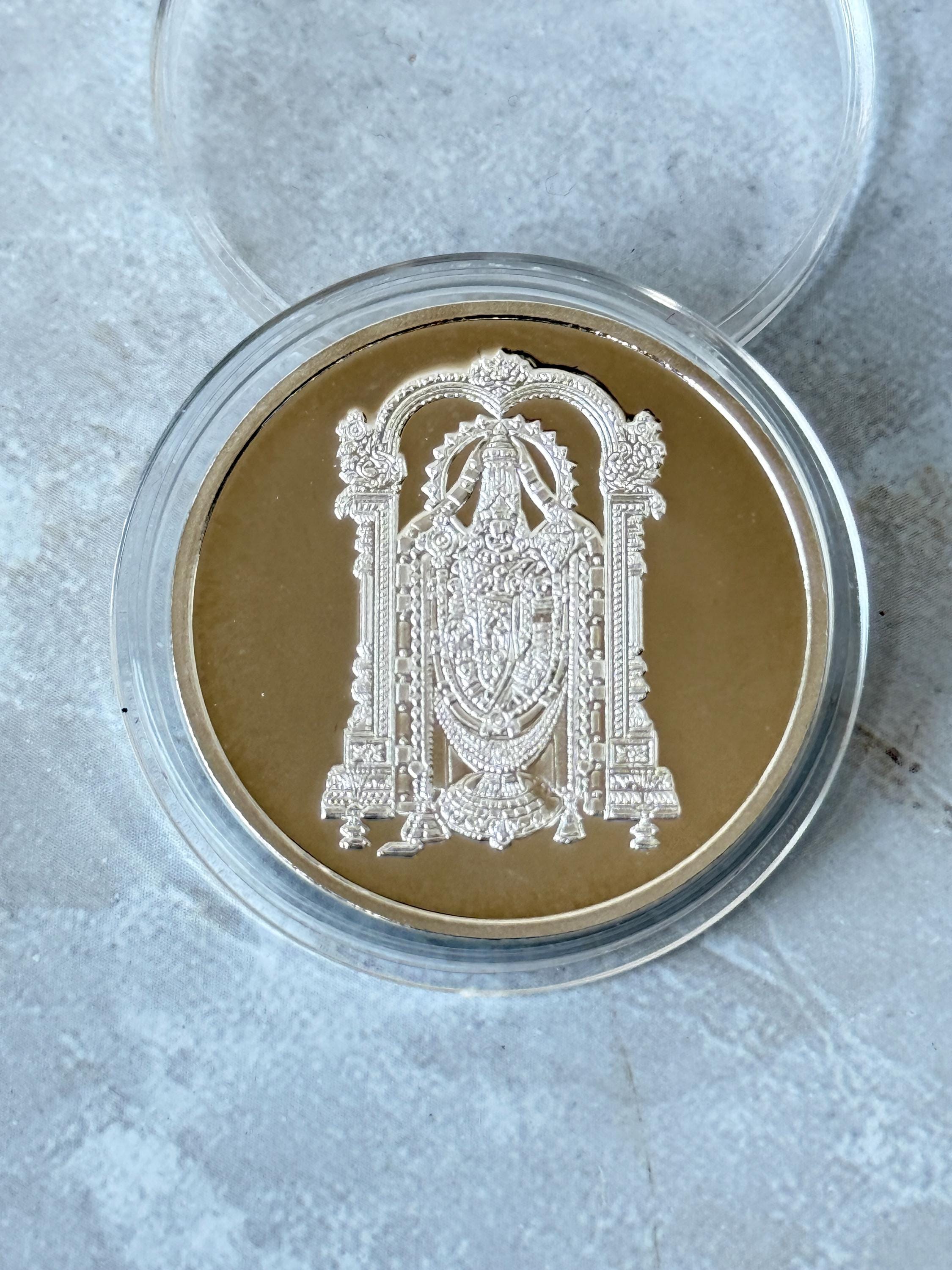 Fine Silver Lord Venkateswara Coin Tirupati Balaji, Shree Symbol