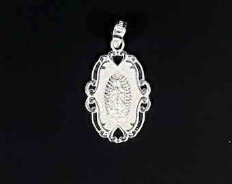 Sterling Silver Our Lady of Guadalupe Pendant | Catholic Necklace Charm