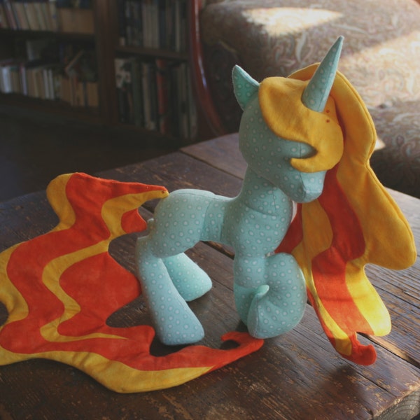 Princess Pony Plush Sewing Pattern with Unicorn Horn and Pegasus Wings (Plushie, Stuffed Toy, digital PDF)