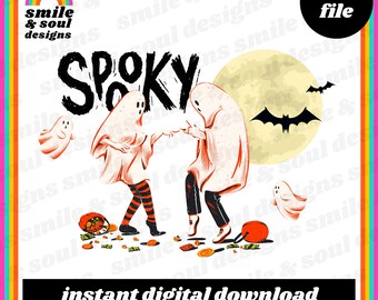 Griezelig seizoen, retro Halloween-png, png, schattig spook, png, png, trending, herfst, png Trick or Treat-tas png Spooky png