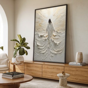Jesus Walking on Water Canvas Painting – Spiritual Wall Decor, Divine Light Modern Canvas Art, Ready to Hang Artwork, Christian Gift