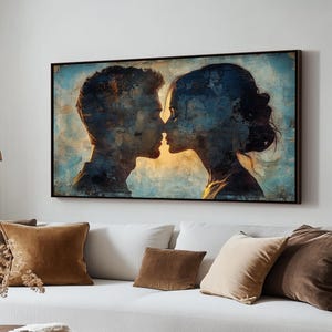 Romantisches Paar Silhouette Leinwand Gemälde - Intime Kunst Geschenk für Liebhaber und Wohnkultur