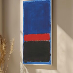 Mark Rothko Blue, Red, and Black Abstract Canvas Painting - Modern Art Gift for Home or Office Wall Decor