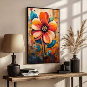 Graffiti Flower Canvas Painting – Bold and Colorful Street Art, Perfect Gift for Modern Home Decor and Art Lovers