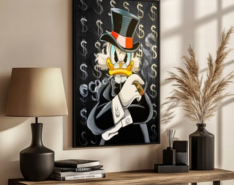 Luxury Scrooge McDuck Canvas Painting - Bold and Playful Wall Art for Unique Home Décor and Gift Option