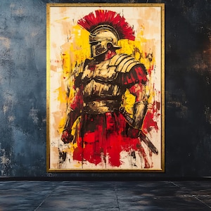 Roman Centurion Canvas Painting, Ancient Warrior Art, Gladiator Home Decor, Historic Military Art, Roman Empire Soldier Artwork, Art Gift