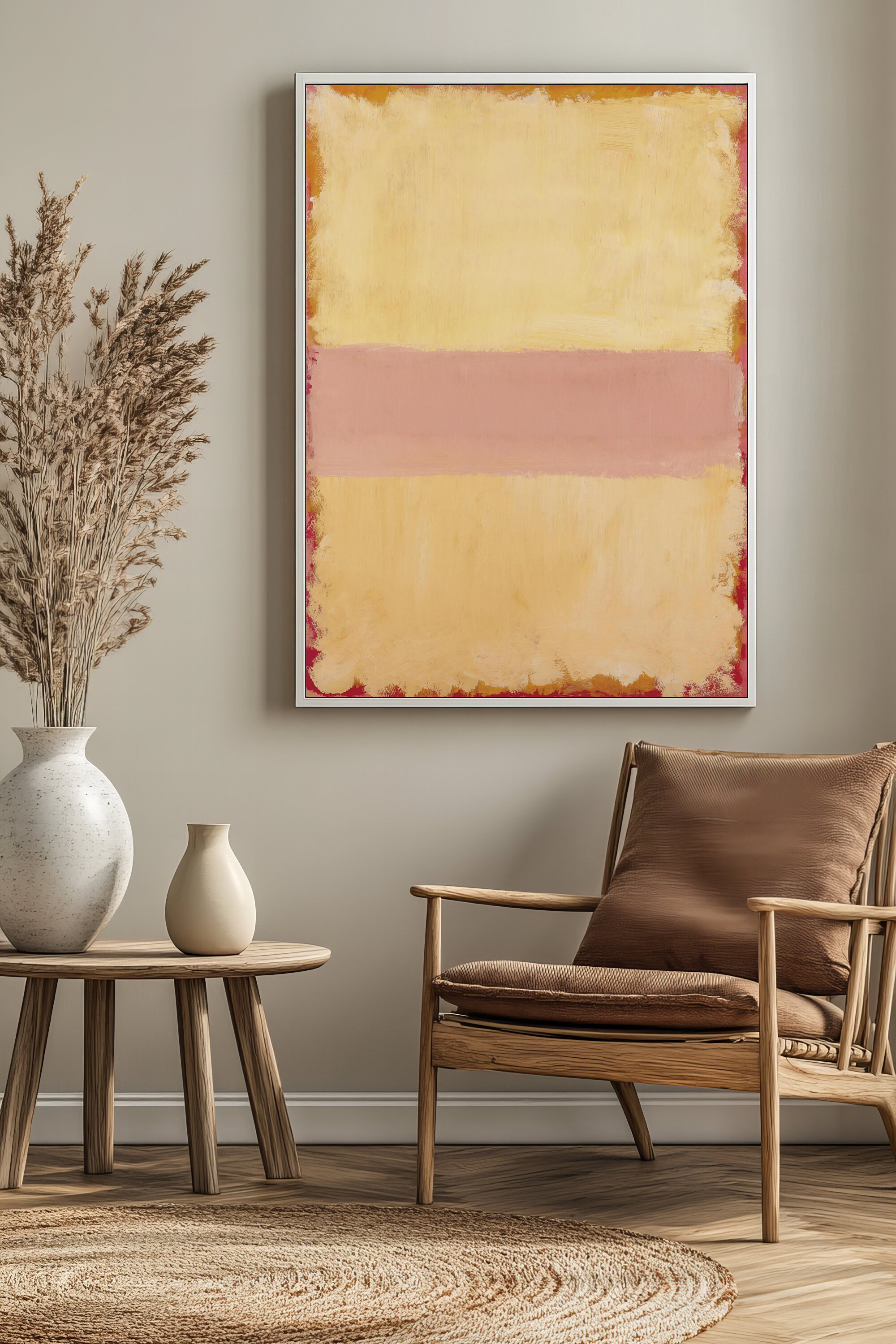 Mark Rothko's Soft Yellow and Pink Abstract Canvas Painting: A Serene ...