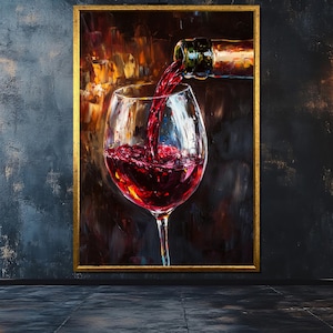 Wine Pour Canvas Painting – Elegant Bar Wall Art for Wine Lovers, Ready to Hang, Gift for Entertainers