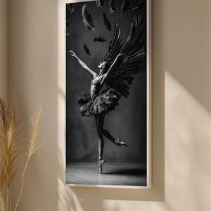 Black and White Ballerina Canvas Painting - Elegant Ballet Art Gift for Dance Lovers - Graceful Home Decor