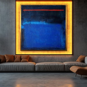 Mark Rothko Canvas Painting, Deep Blue and Red Abstract Art, Large Modern Wall Art for Living Room, Elegant Gift for Art Lovers