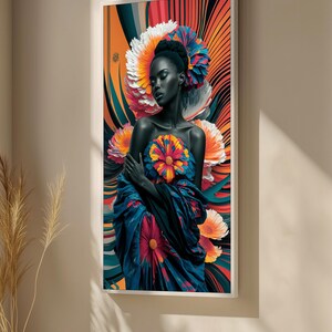 Floral African Woman Canvas Painting - Bold and Colorful Art Gift for Lovers of Culture and Beauty - Unique Wall Decor