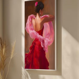 Flamenco Dancer in Red Dress Canvas Painting - Vibrant Art Gift for Dance Lovers - Passionate Wall Decor