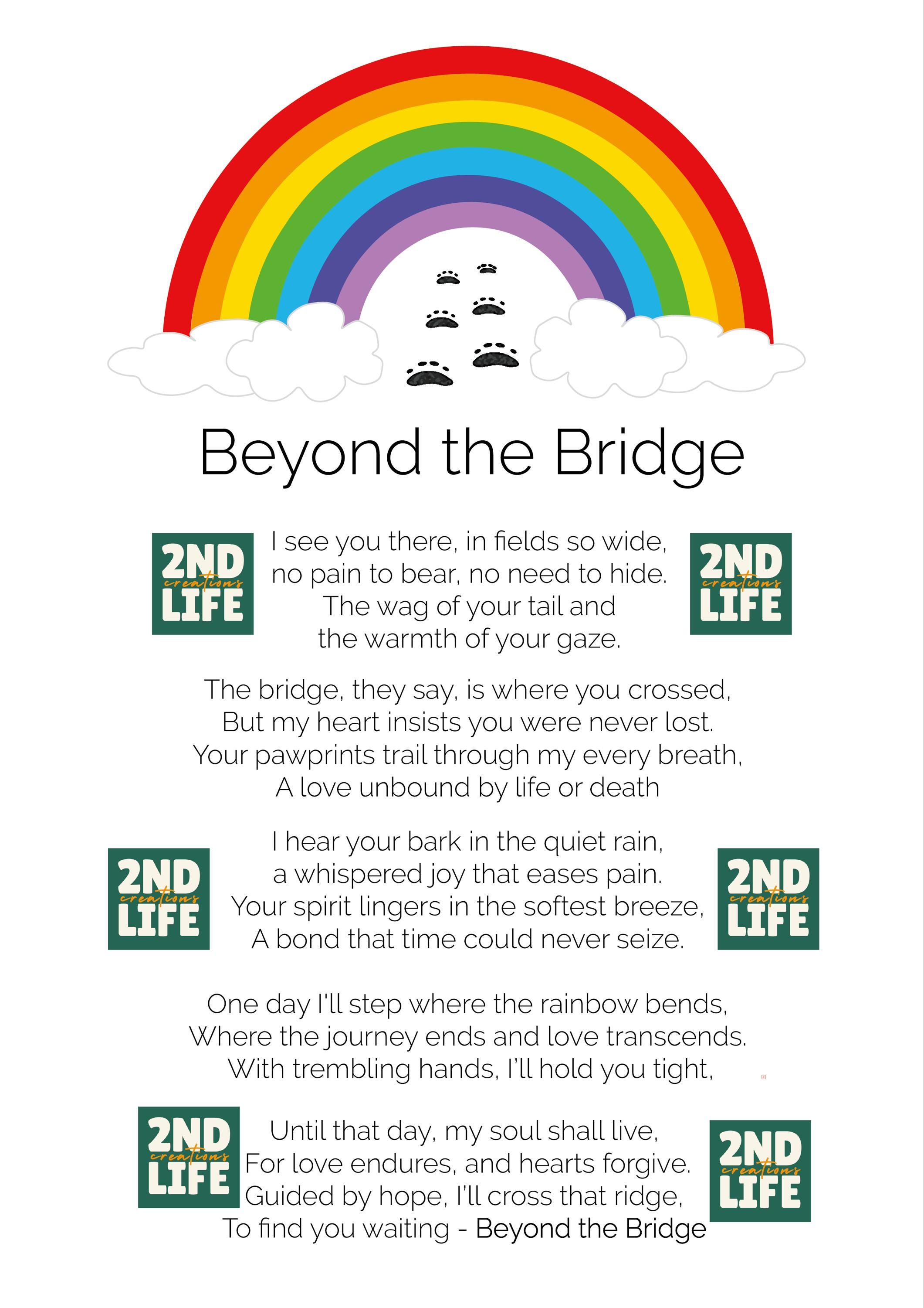 Rainbow Bridge Poem Pet Loss Poem Pet Sympathy Gift Digital Print Etsy
