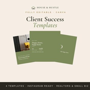 Just Sold & Client Success Templates | Editable Canva Real Estate Social Media Posts | Happy Homeowner Graphics for Realtors
