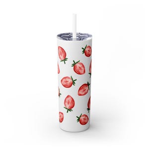 Skinny Tumbler, Strawberry Design