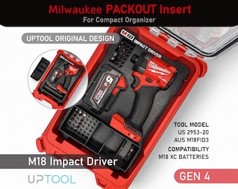 Milwaukee Packout M18 Impact Driver (Gen4) Insert Personalized for Compact Organizer 48-22-8435 Tool AUS M18FID3 US 2953-20
