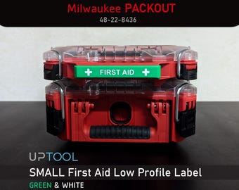 Milwaukee Packout Low Profile First Aid Handle Labels SMALL Low- Profile Compact Organizer Green and White  - 48-22-8436