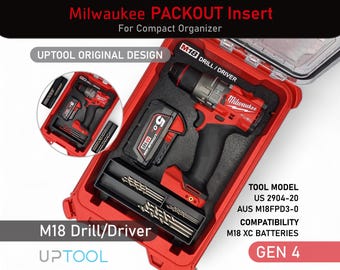 Milwaukee Packout M18 Drill/Driver (Gen4) Insert Personalized for Compact Organizer 48-22-8435 Tool AUS M18FPD3-0 US 2904-20
