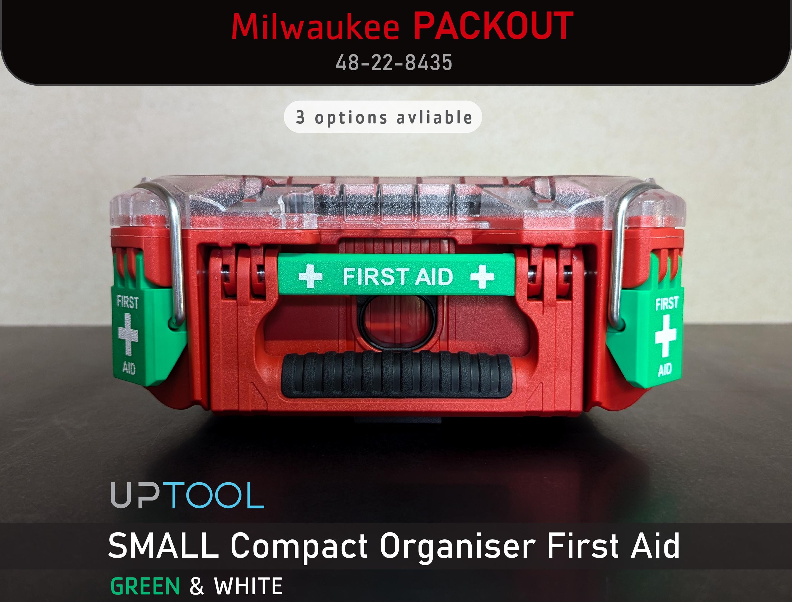 Milwaukee Packout Compact Organizer First Aid Latches/Handle Label SMALL Green and White - 48-22-8435