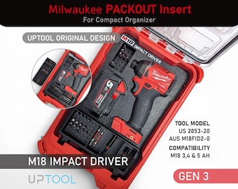 Milwaukee Packout M18 Impact Driver (Gen3) Insert Personalized for Compact Organizer 48-22-8435 Tool AUS M18FID2 US 2853-20