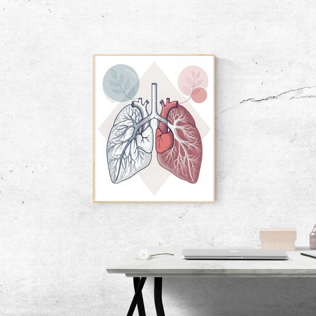 Anatomy Art – Lungs and Heart Wall Decor, Modern Medical Art Print - Etsy