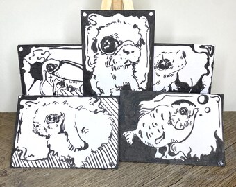 ACEO original art ink art prints of animals and creatures