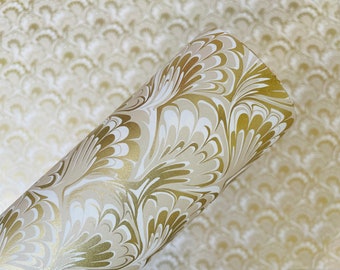 4 Sheets | Decorative Paper | Peacock Gold/Ivory | 9x12