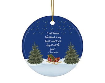 Charles Dickens A Christmas Carol Quote Ceramic Ornament