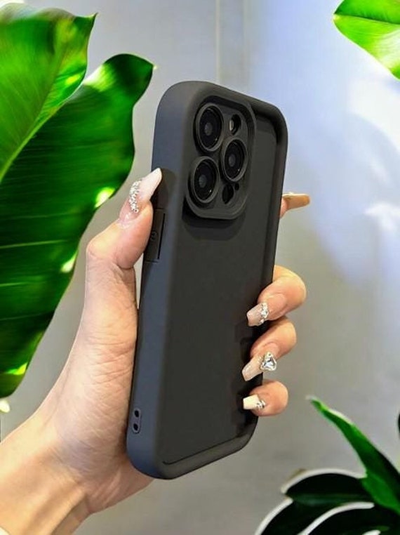 Simple Thick Black Phone Case for iPhone 16 15 14 13 12 11 Pro Max XR X XS 7 8 Mini Shockproof Protective Phone Case