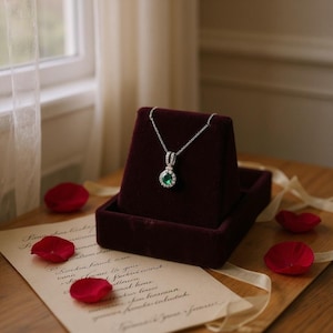 Sterling Silver Birthstone Pendant Necklace – Dainty Handmade Jewelry with 12 Monthly Gemstones – Gift for Her, Birthday Jewelry.