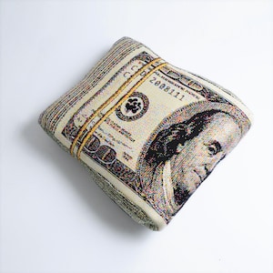 Almofada em formato de nota dobrada, dólar americano (o número de telefone deve ser incluído para compra)