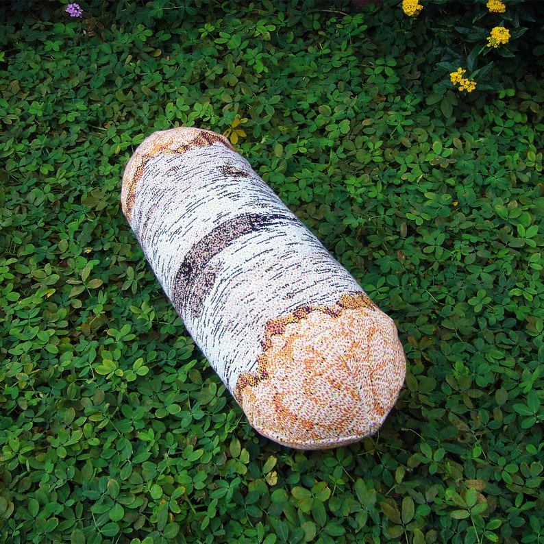 Short White Birch Tree Log Bolster Pillow image 1