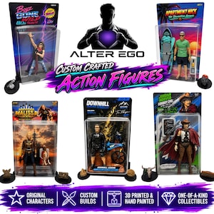 Könnte beinhalten: Fünf maßgefertigte Actionfiguren in Blisterverpackungen, darunter Boyz Gone Wild, Apartment Nick, Marvelous Malissa, Downhill Racing Series und Jordan Hoover Cowboy Cool, mit verschiedenen Zubehörteilen und detaillierten Designs.