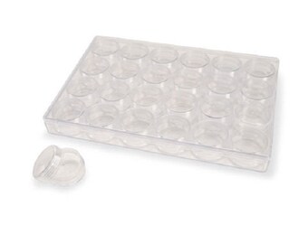 Empty Crystal or Bead Storage Container - 24 Cells with Screw-on Lids