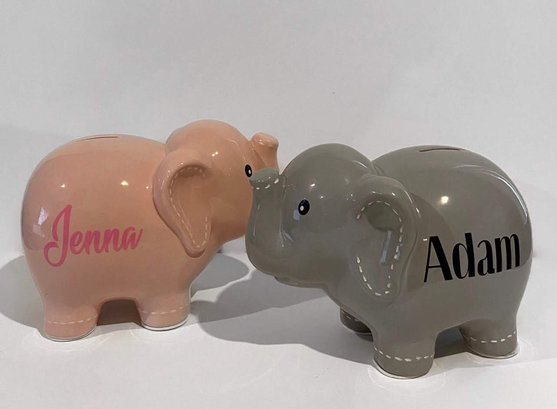 Personalized Large Elephant Piggy Bank Etsy