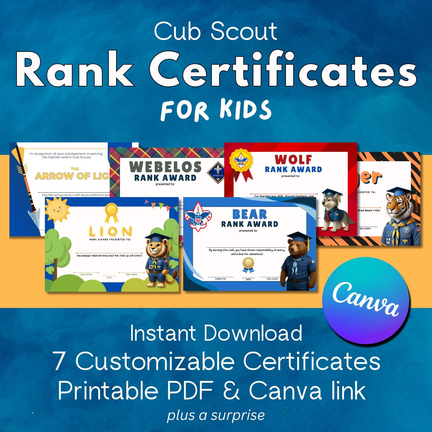 Cub Scout Rank Certificates - Etsy cub-scout-rank-certificates-etsy
