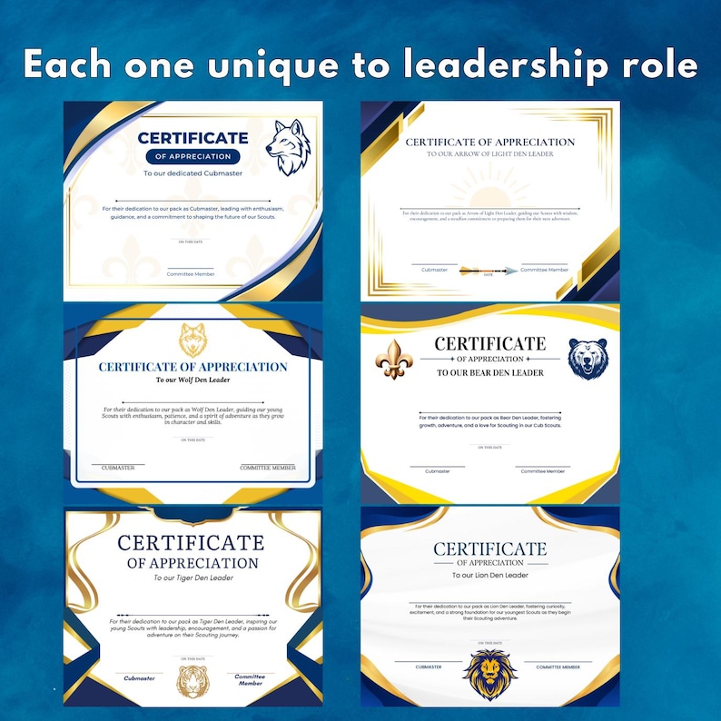 Scout Leader Certificates & Pack Awards of Appreciation for Volunteers ...