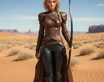 中世の弓兵コスチュームセット、女性用弓兵衣装 6 点セット - (D