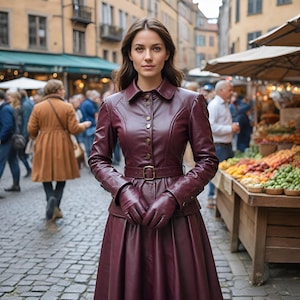 Burgundy Genuine Leather Jacket | Chic Medieval Jacket For Women&#39;s | Stunning Ren Fair Jacket Gift|Fashionable Custom Premium Leather Jacket