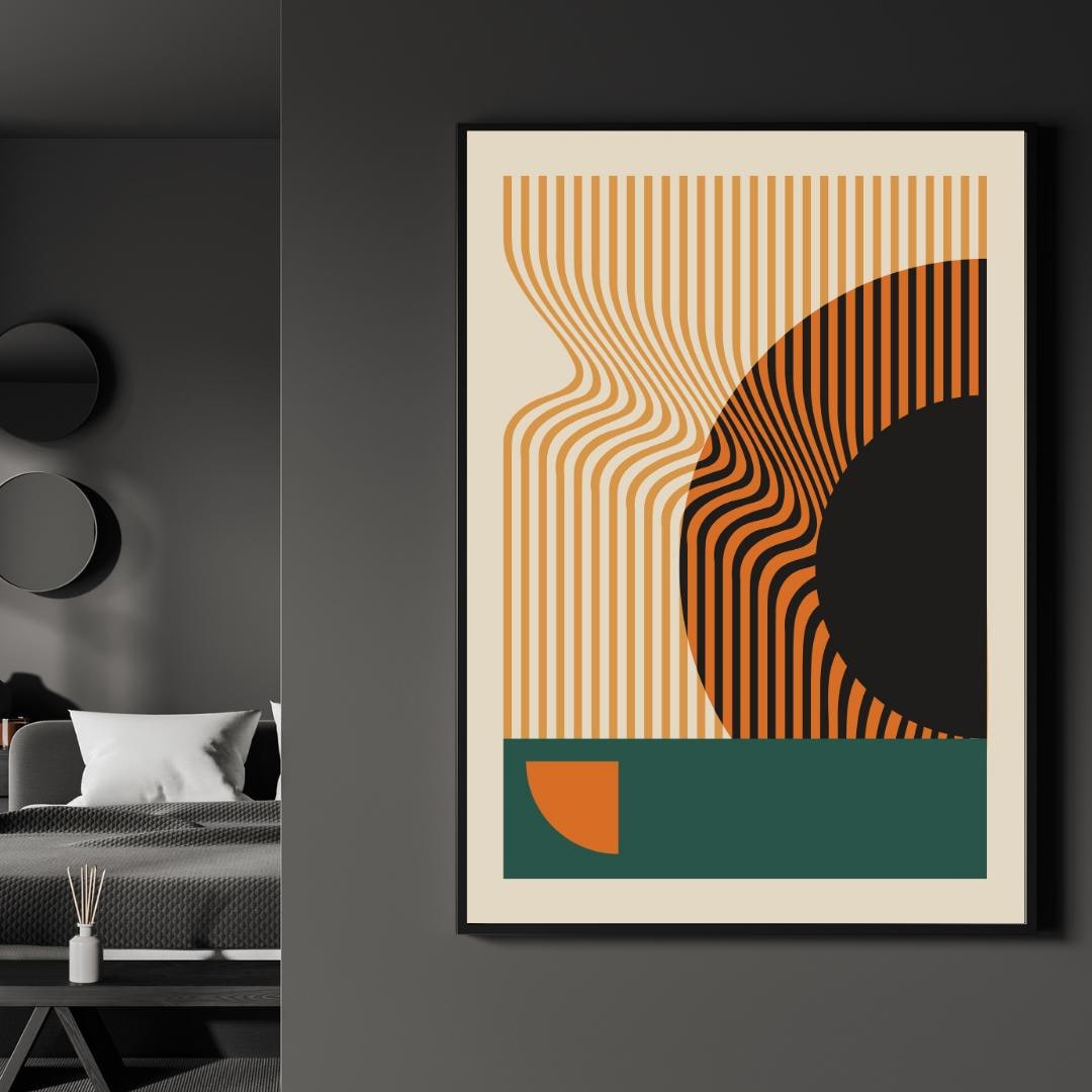 Bauhaus Style Geometric Abstract Poster, Mid Century Modern Print ...