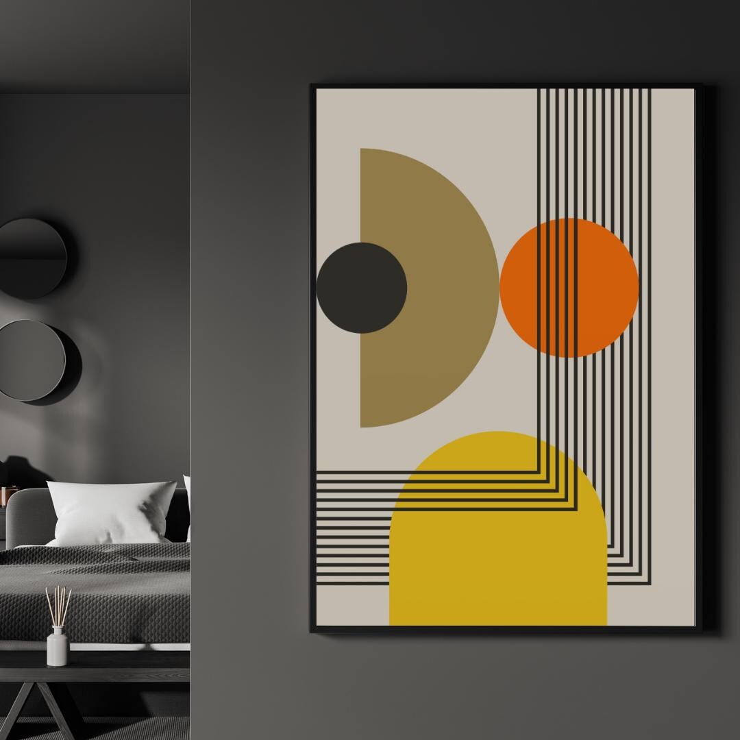 Bauhaus Geometric Wall Art, Mid Century Modern Abstract Poster, Retro ...