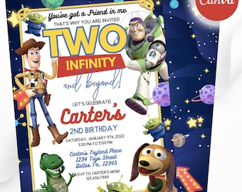 Invitación de Toy Story Two infinity and Beyond Invitación de cumpleaños digital Invitaciones de cumpleaños para niños Invitación digital de Toy Story imprimible