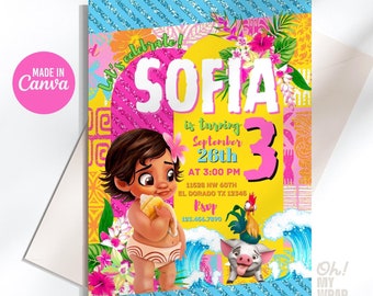 Modelo editável de convite de aniversário infantil para impressão Convite de aniversário infantil Design de cartão editável para crianças Download instantâneo