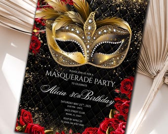 sweet 16 masquerade invitation template